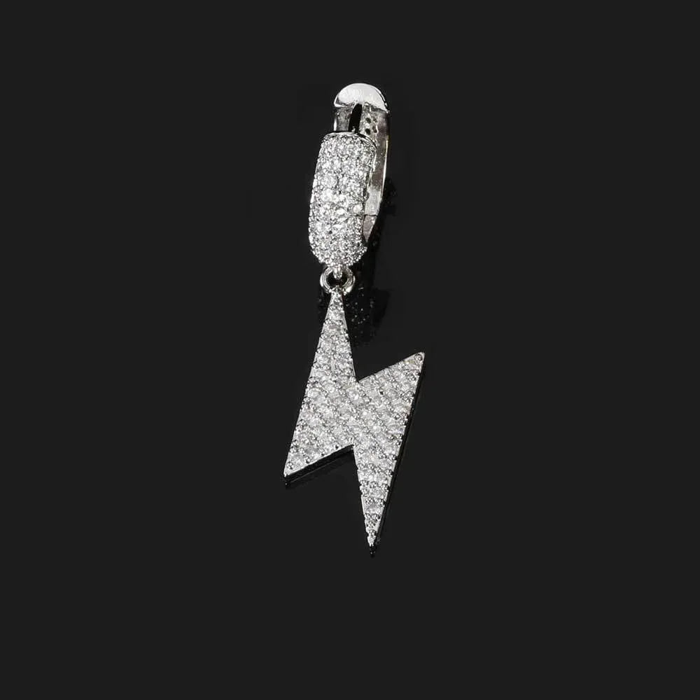Hoop Earrings with Lightning Design and Micro-Pave Zircon Stones for Men and Women | Trendy Hip Hop Jewelry | Caratix Jewelry - CaratixJewelry